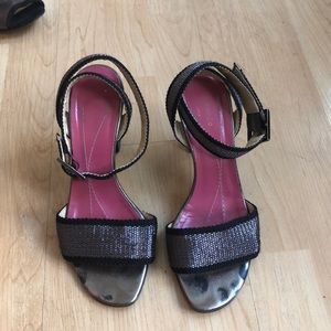 Kate Spade silver & Black heeled sandals